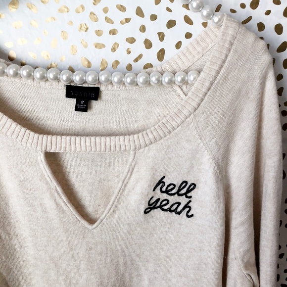 torrid Sweaters - NWOT Torrid Hell Yeah Cutout Sweater